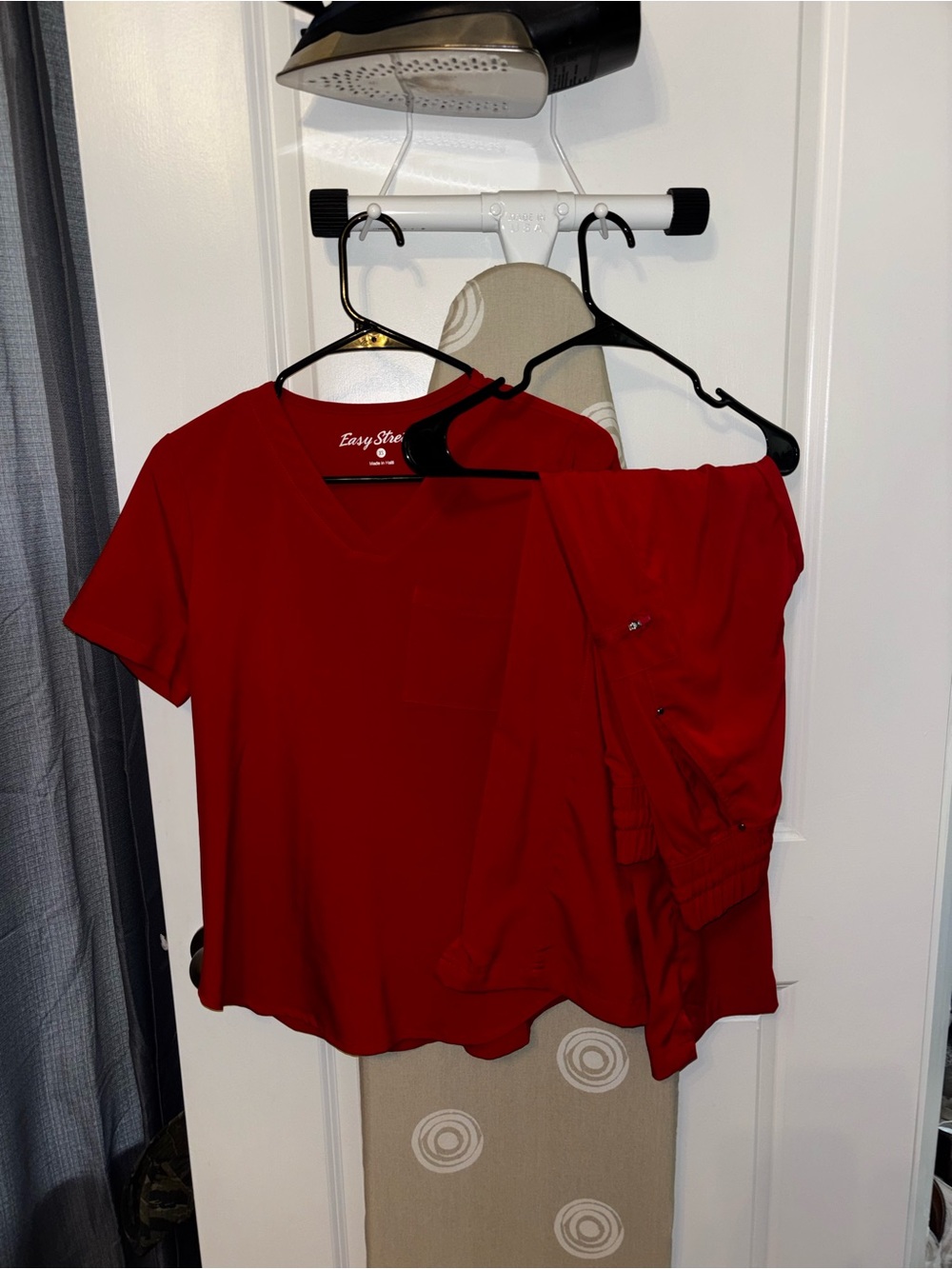 Red Scrub Set – Top & Pants – Easy Stretch